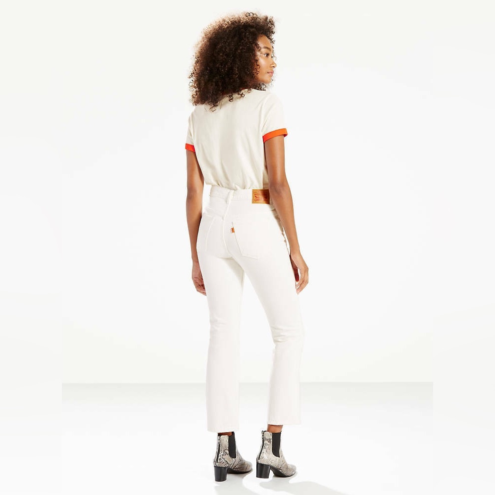 Levi’s 517 Orange Tab Vintage Cropped Bootcut White Denim Jeans | Size 25